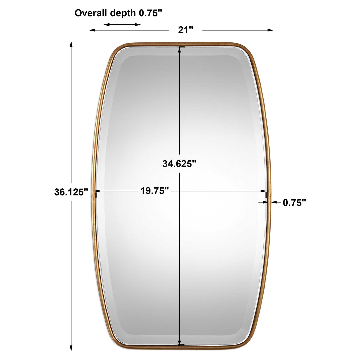Beveled Gold Mirror: 21"w x 36"h