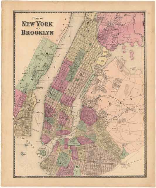 New York and Brooklyn 1867 Map by Beers, Ellis and Soule
