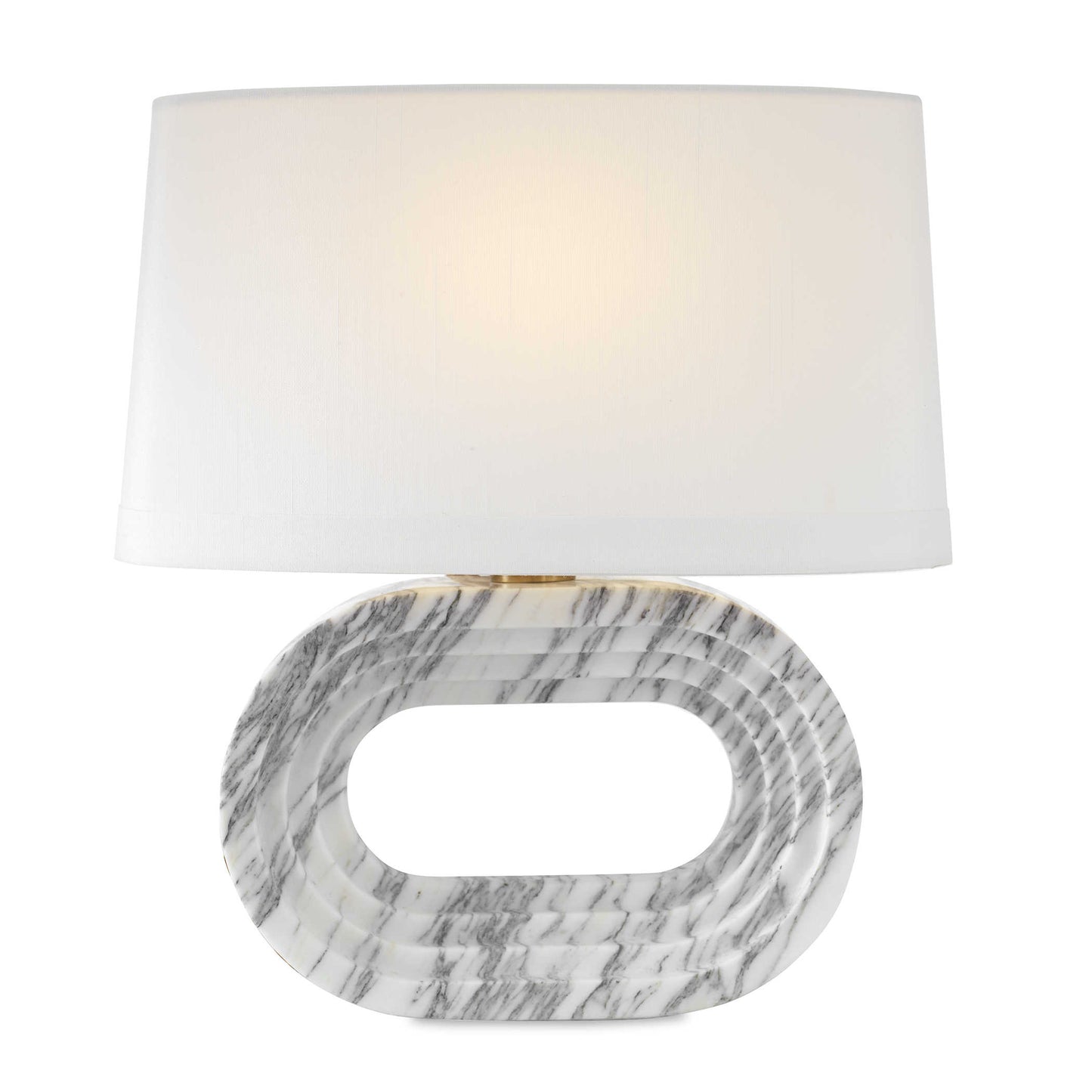 Mini Oval Marble Lamp with White Shade