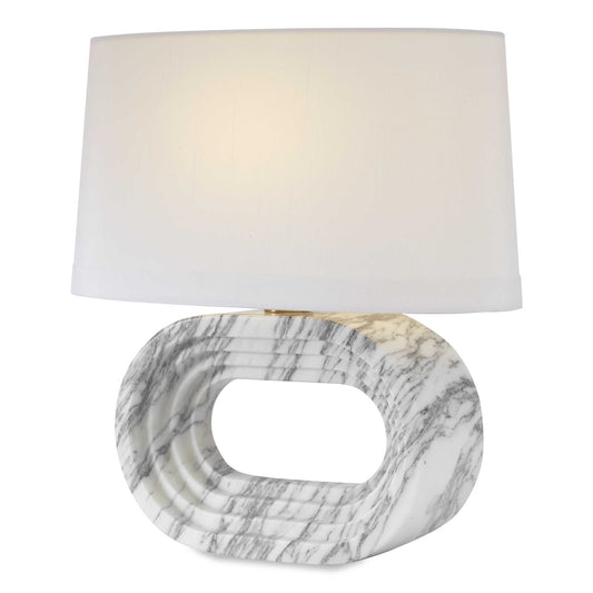 Mini Oval Marble Lamp with White Shade