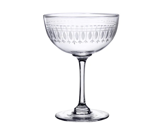 Etched Ovals Champagne Glass