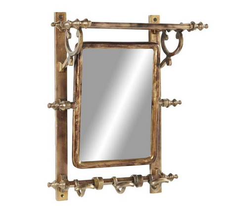 Wall Mirror Shelf with Hooks