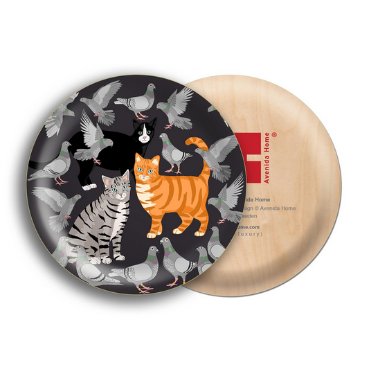 Cat Amongst The Pigeons Birch Wood Mini 4.5" Tray