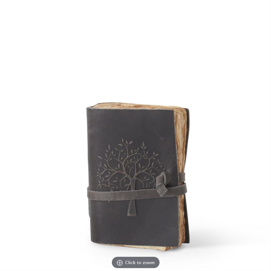 6" Leather Tree Embossed Handcrafted Deckle Edge
