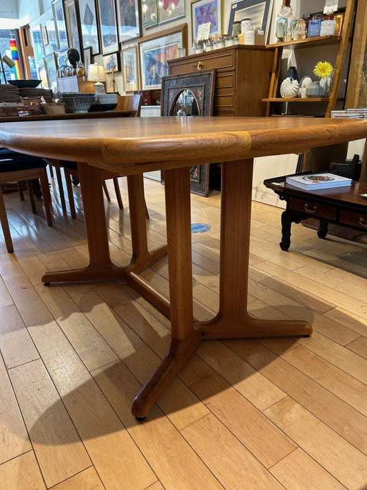 Danish Teak Dining Table with Pedestal Legs