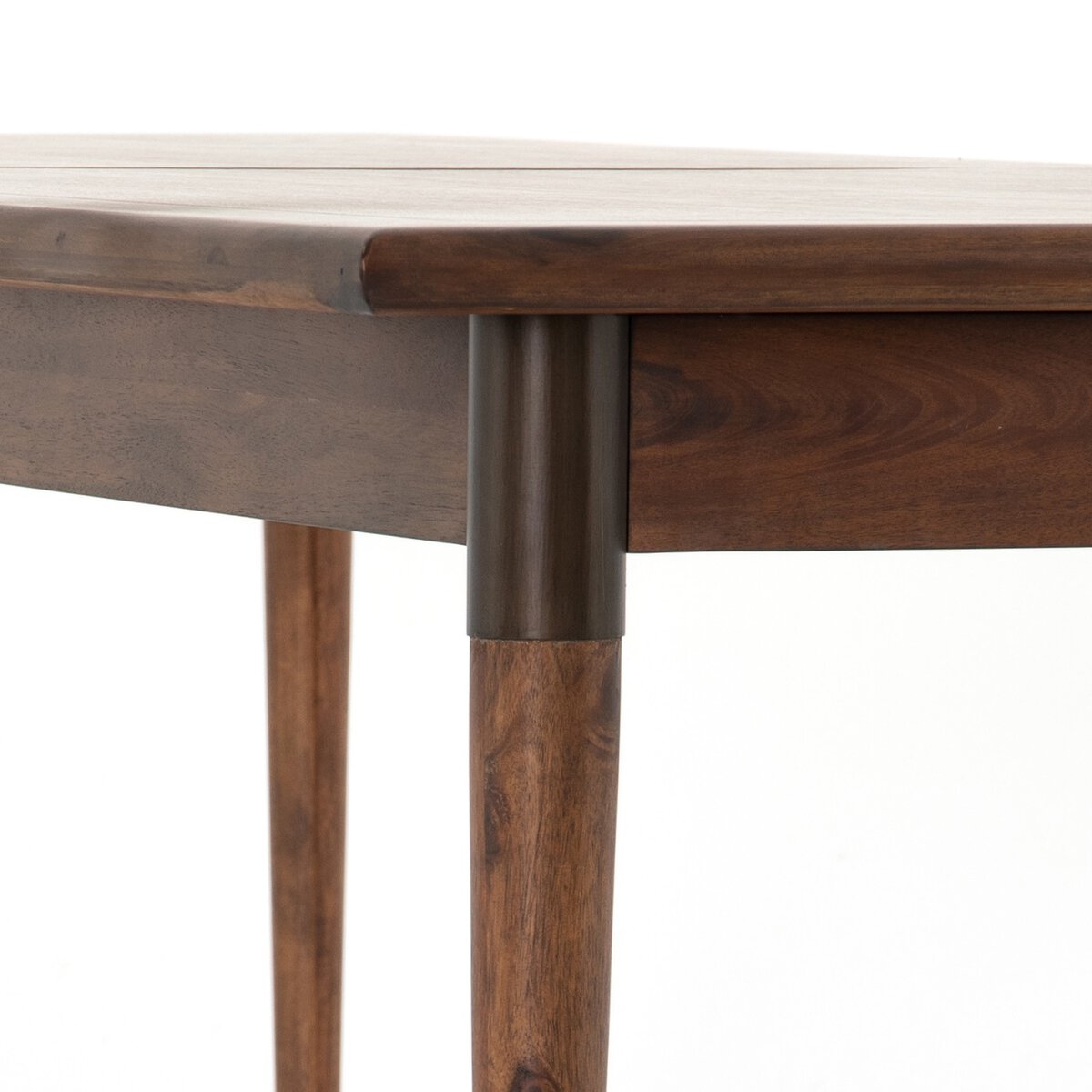 Acacia Wood Extendable Rectangular Dining Table with Iron Accents