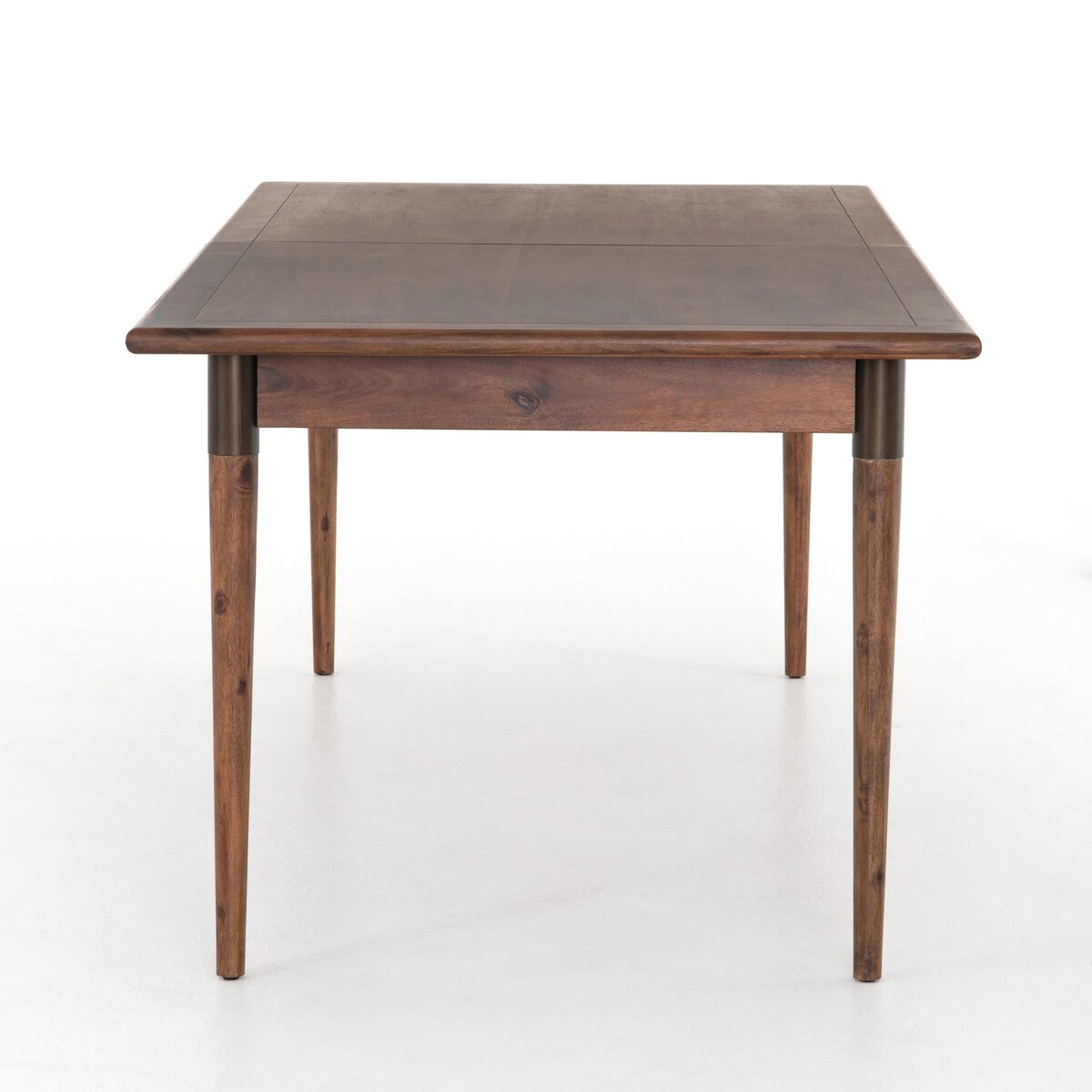 Acacia Wood Extendable Rectangular Dining Table with Iron Accents
