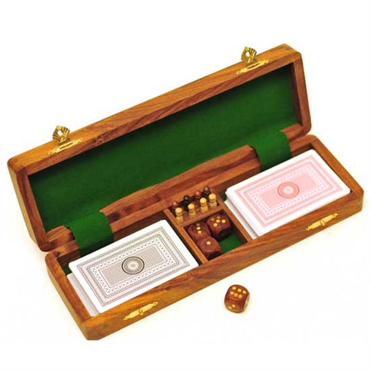 Wooden Cribbage, Cards and Dice Game