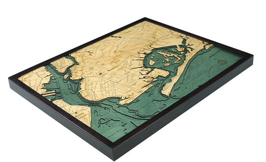 Brooklyn Wood Nautical Chart