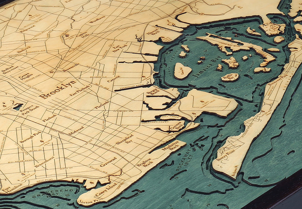 Brooklyn Wood Nautical Chart