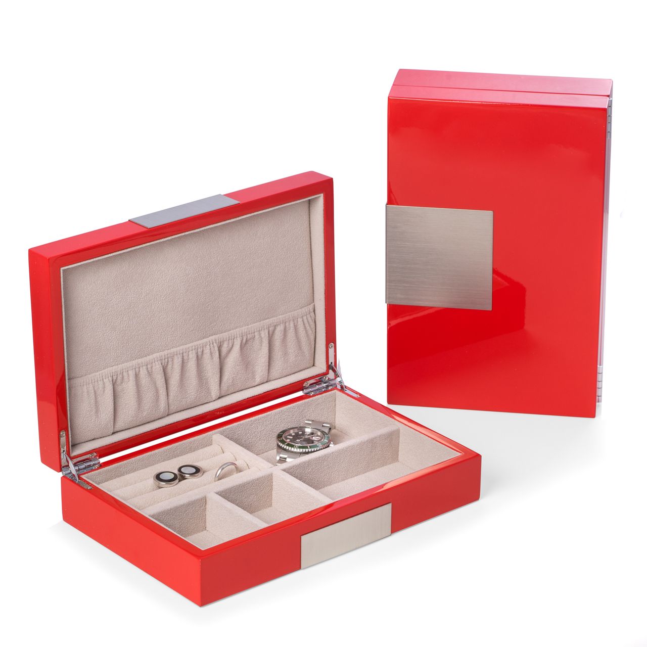 Red with Plate Jewelry Box