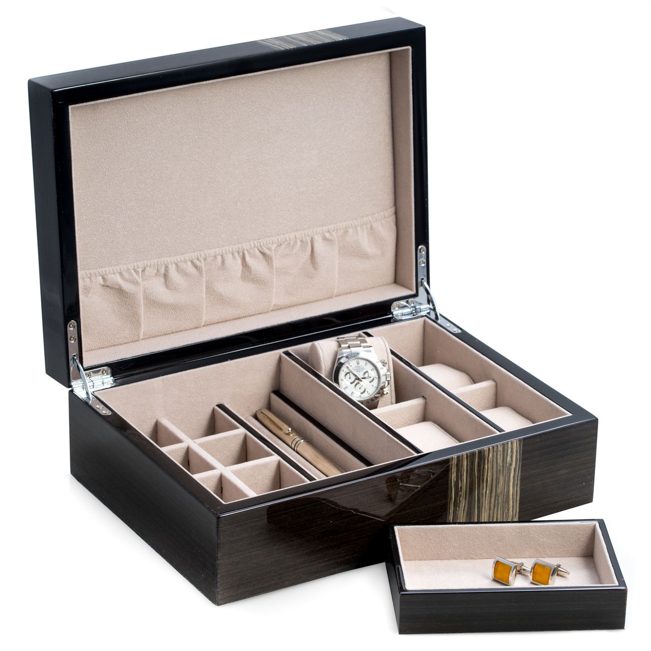 Grey Jewelry Box with Stripe