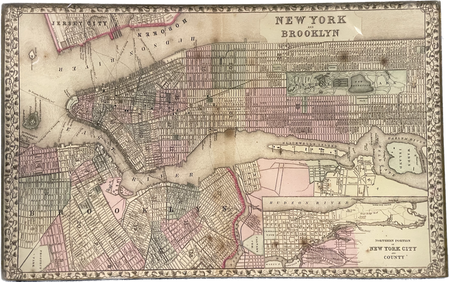 NY & Brooklyn with Border Decoupage Tray 5" x 8"
