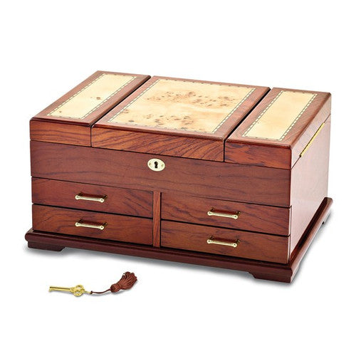 Large Burlwood (Mapa) Bubinga Inlay Jewelry Box