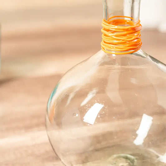 Orange Swirl Mexican Handblown Glass Carafe