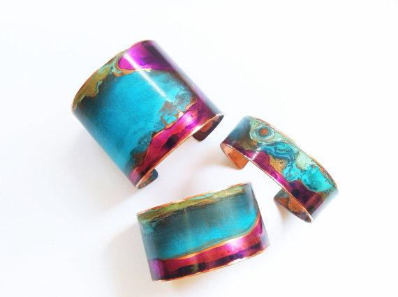 Purple & Mix Verdigris Cuff 1.25"