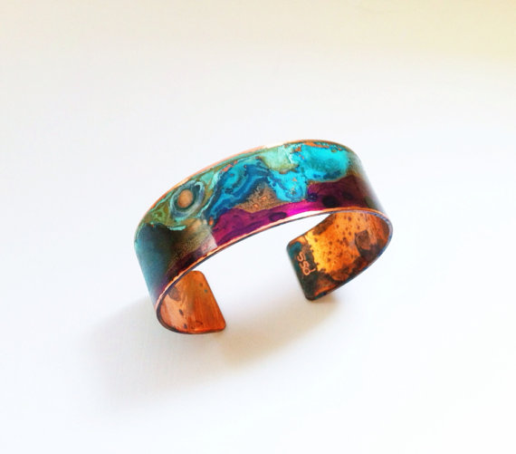 Purple & Mix Verdigris Cuff .75"