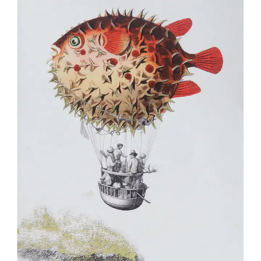 Surreal Hot Air Balloon and Fish Parchment Paper Notebook
