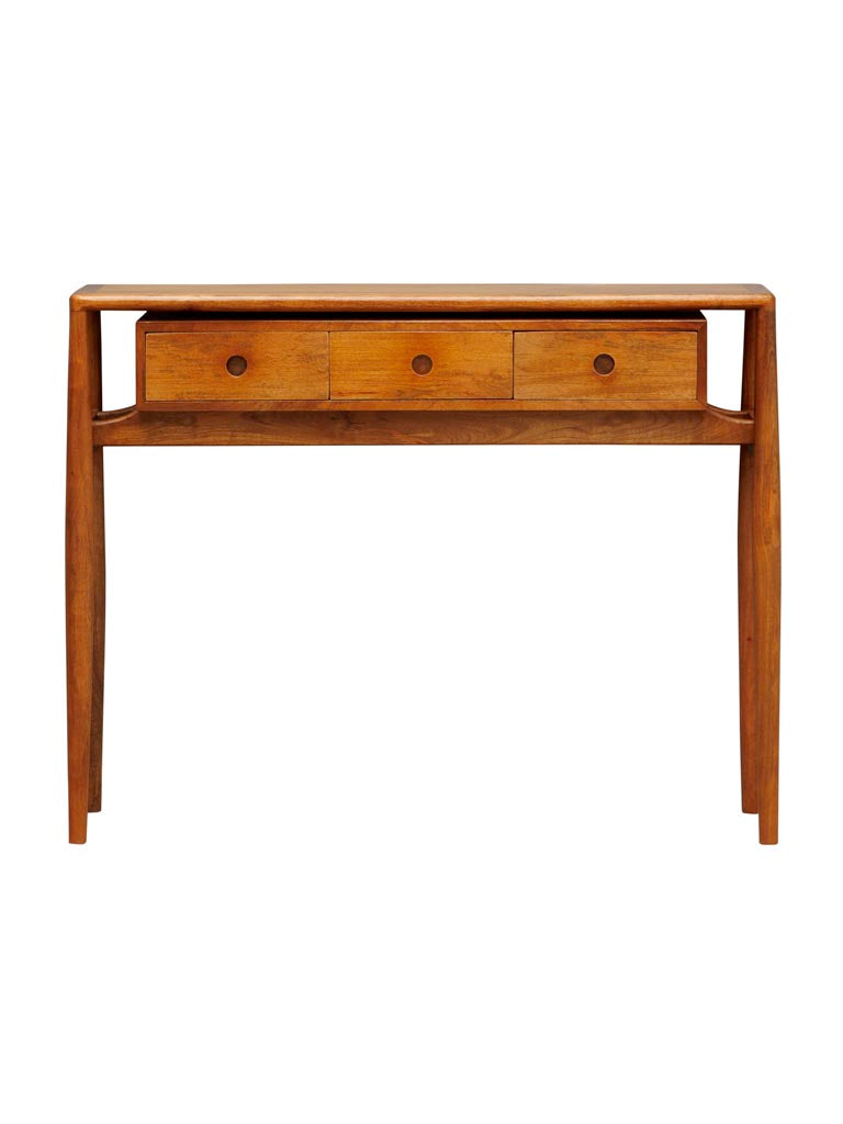 Mango Wood 3 Drawer Console with Hollowed Pulls