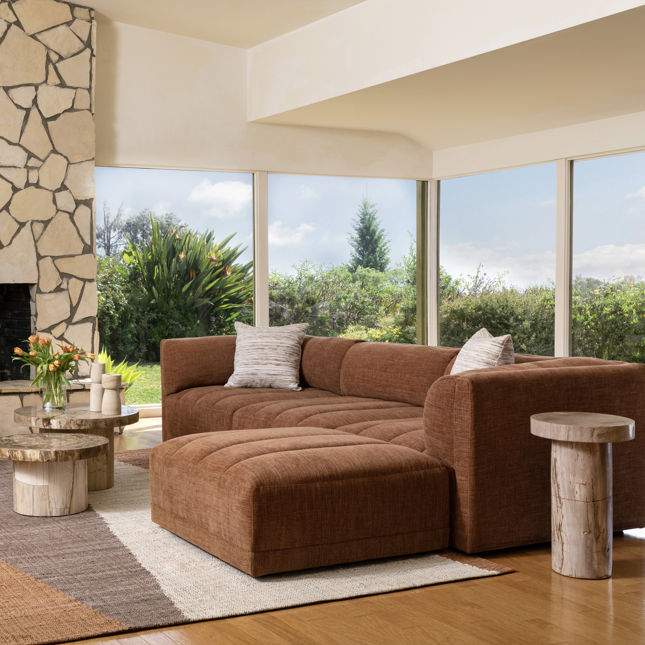 4 Piece Long Sectional with Channeled Seats