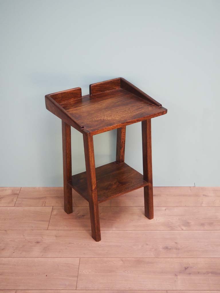 Raised Edge Mango Wood Bedside Table