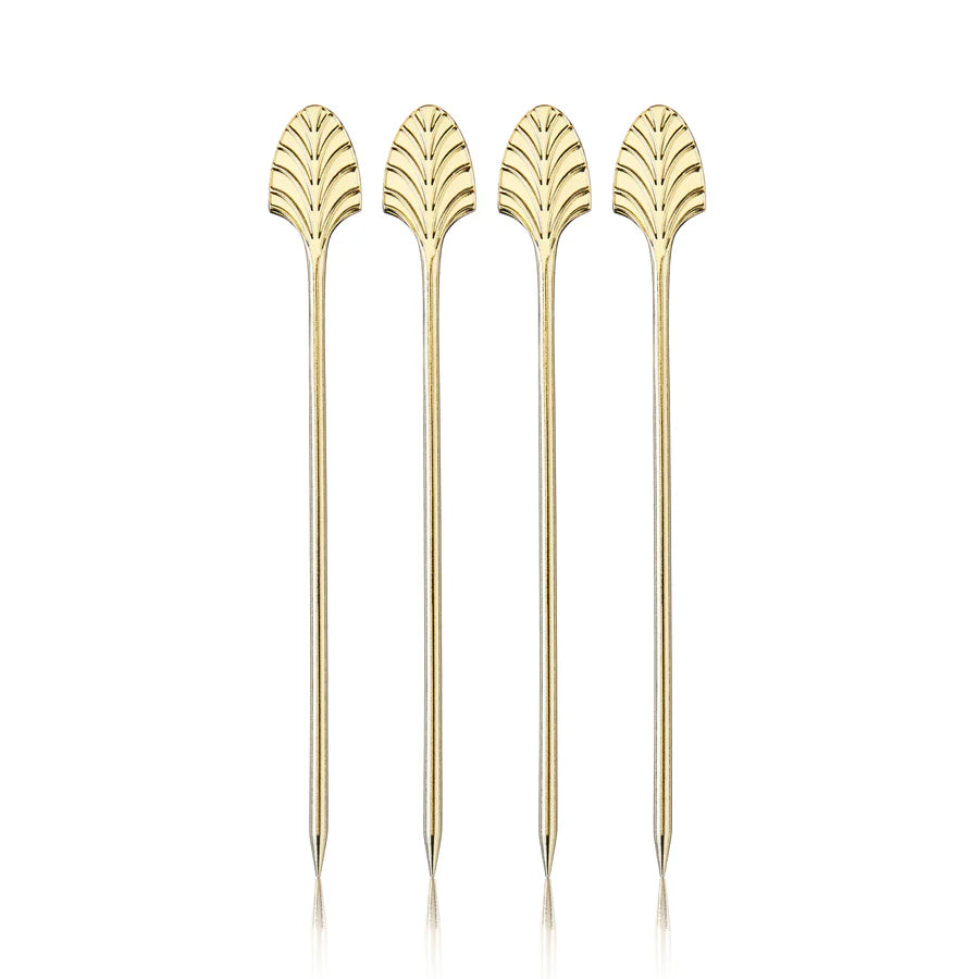 Set of 4 Gold Art Deco Cocktail Pics
