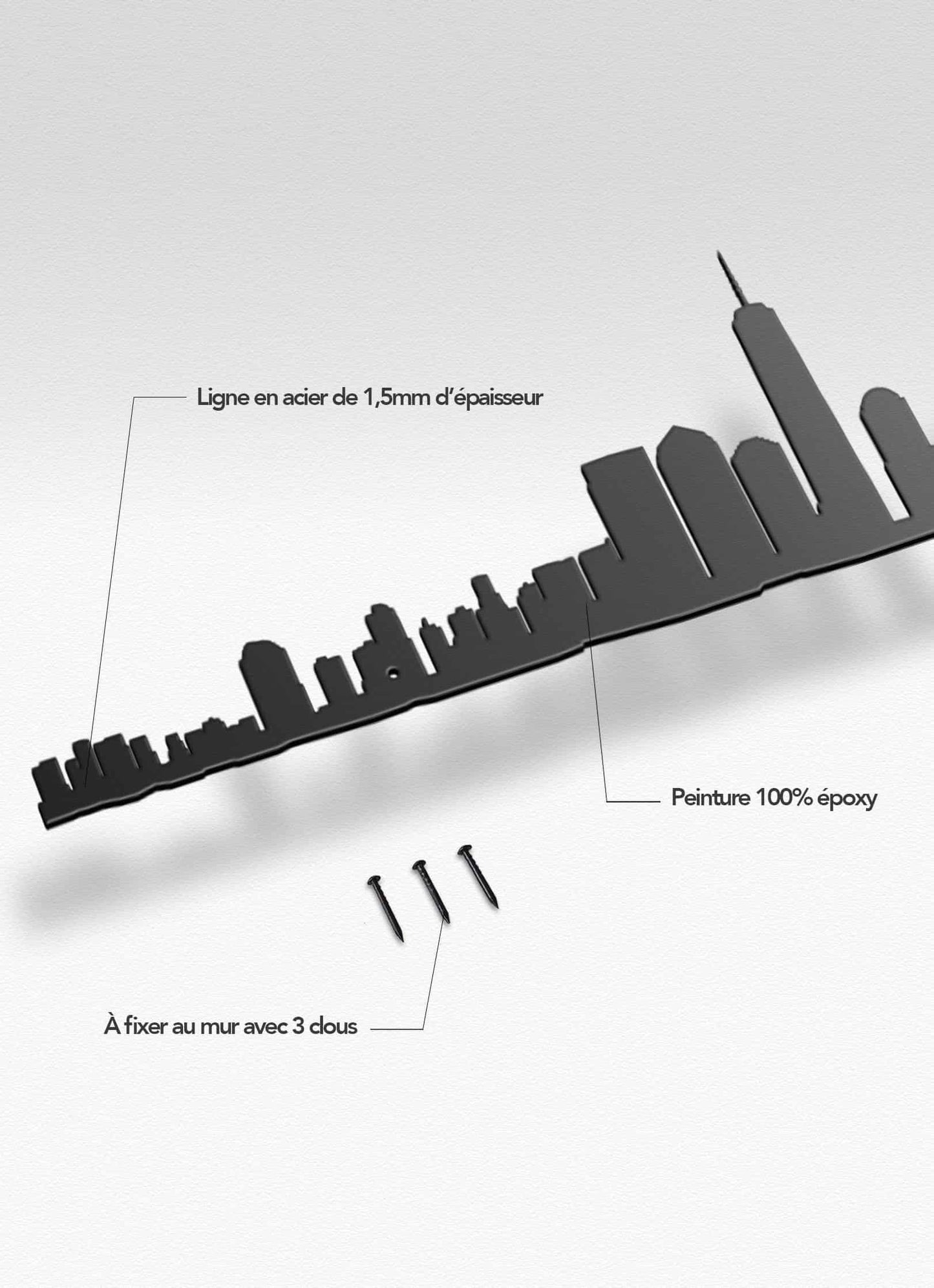 New York Skyline Silhouette-Black : 50cm | 19.7"