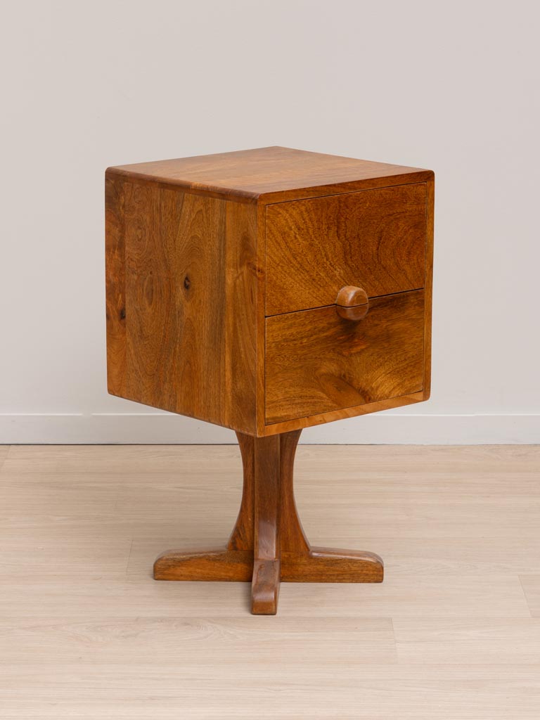 Two Drawer Cube Side Table