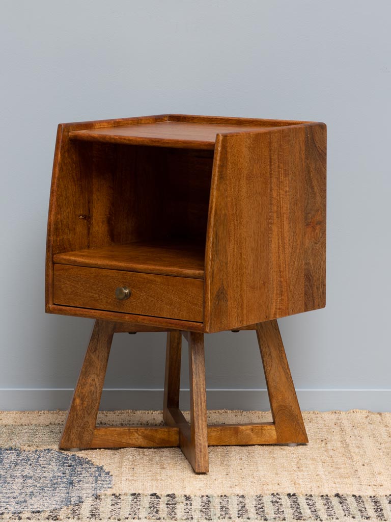 Pedestal Side Table with Drawer