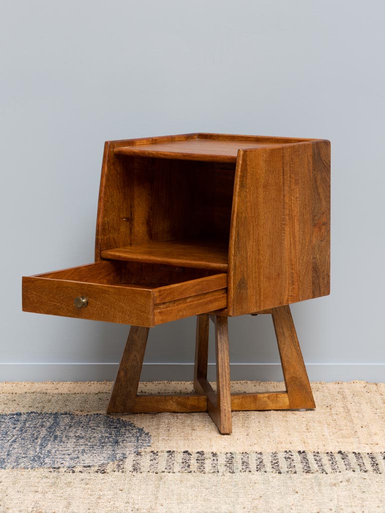 Pedestal Side Table with Drawer