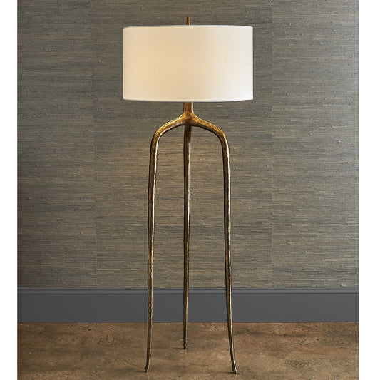 Brass Rustic Tripod Floor Lamp
