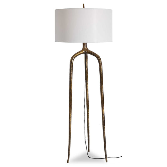 Brass Rustic Tripod Floor Lamp