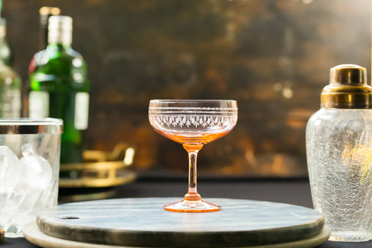 Rose Etched Ovals Cocktail Glass