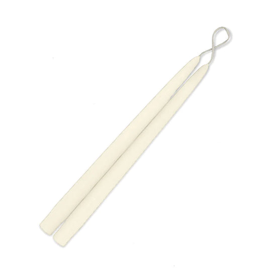 Ivory Pair of Tapered Candles with Cigar Band
