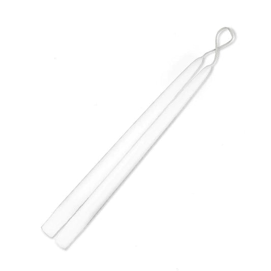 White Pair of Tapered Candles with Cigar Band