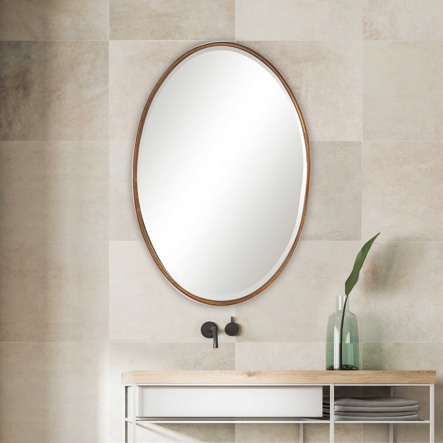 Oval Gold Leaf Mirror