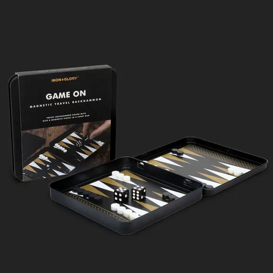 Game On Backgammon - Iron & Glory Magnetic Travel Backgammon