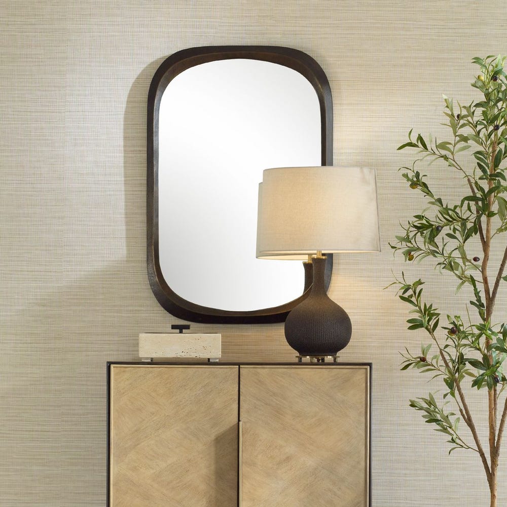 Textured Bronze Mirror with Rounded Corners