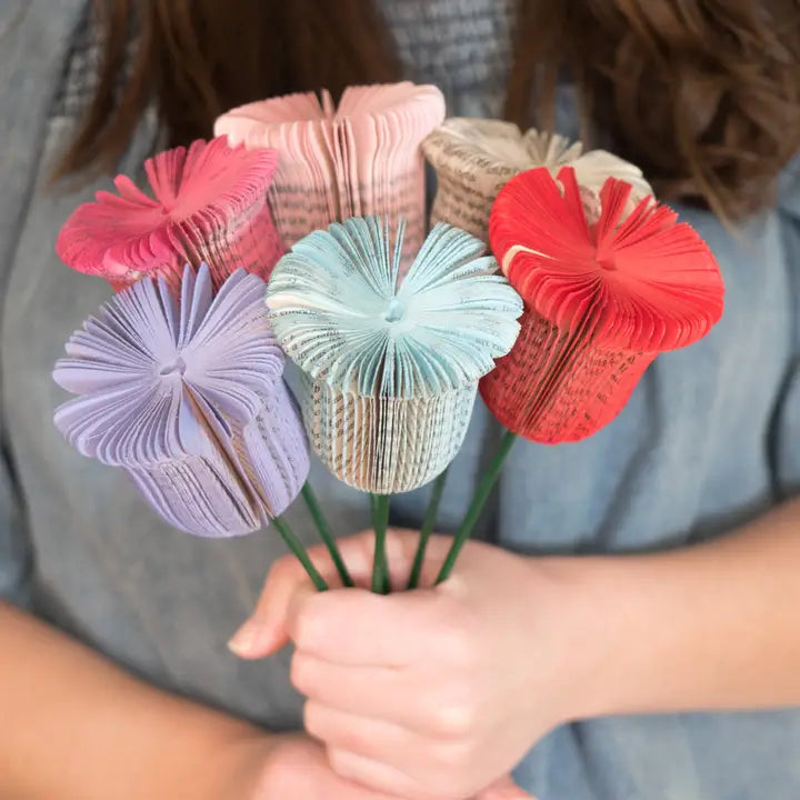 Used Book Paper Bell Flower  Stems
