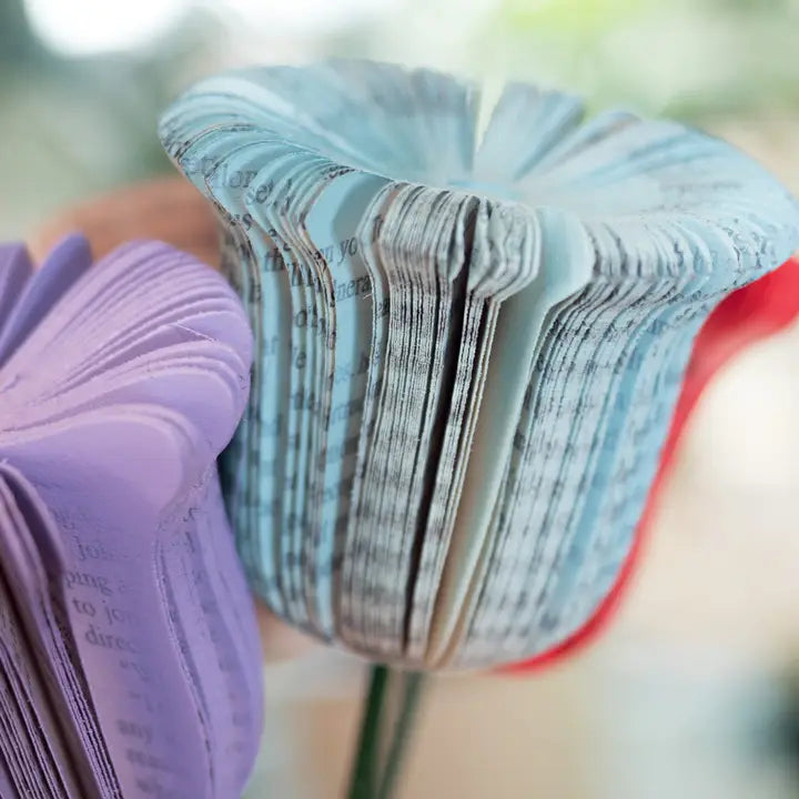 Used Book Paper Bell Flower  Stems