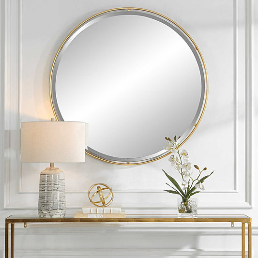 Round Floating Gold Leaf Mirror