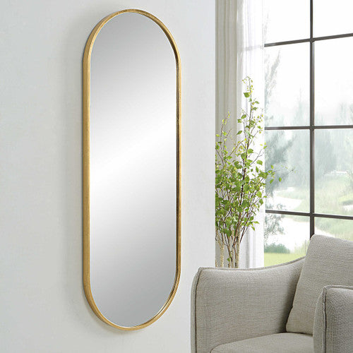 Tall Oval Gold Mirror