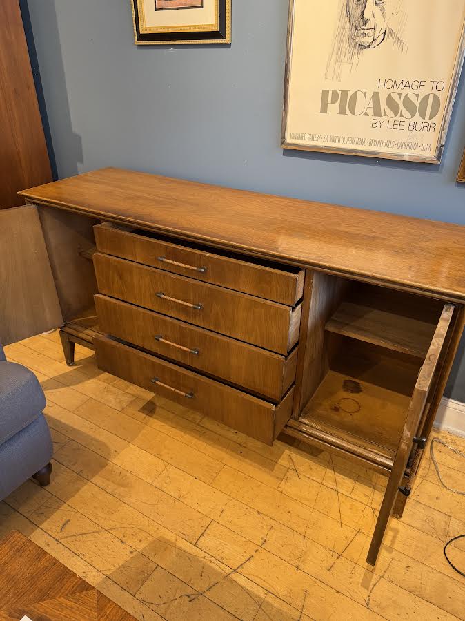 Vintage Walnut Sideboard Credenza | Console