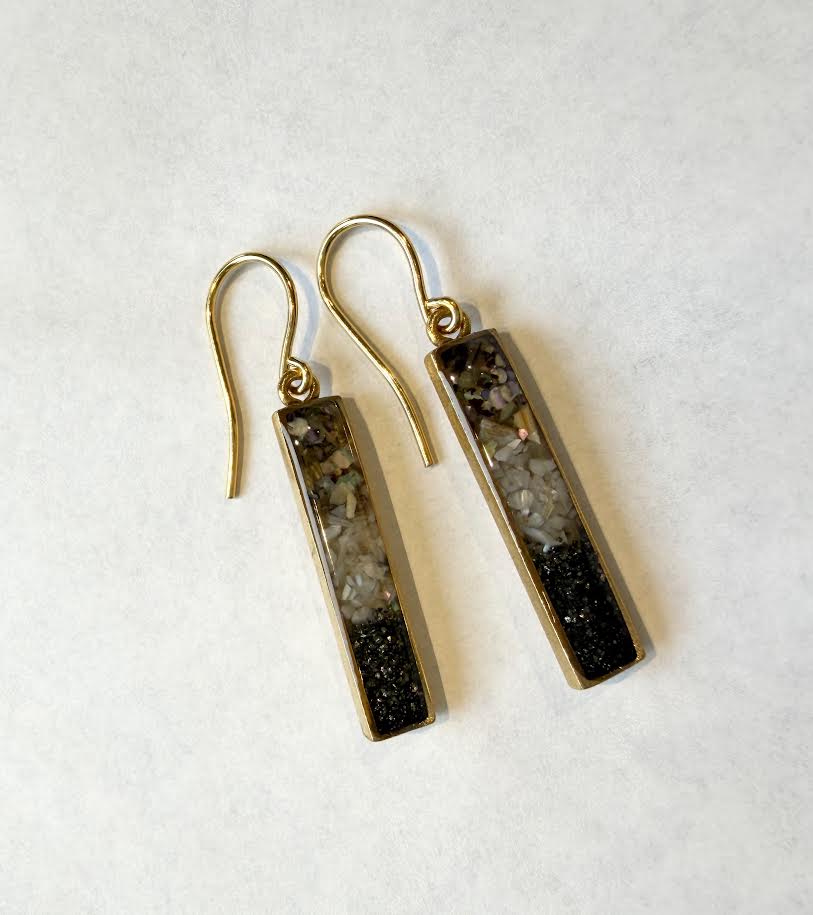 Colorblock Gradient Gemstone Bar Dangle Earrings