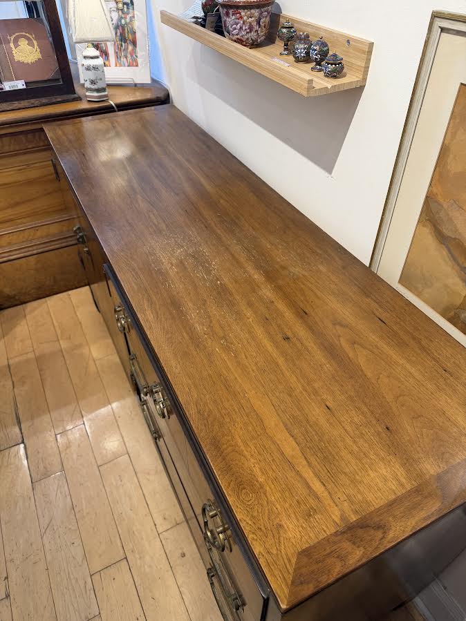 Lane Walnut & Ebonized Credenza w/ Brass Hardware