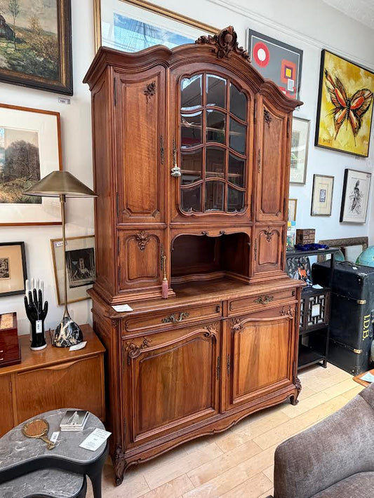 French Walnut Two Piece Buffet and Cabinet