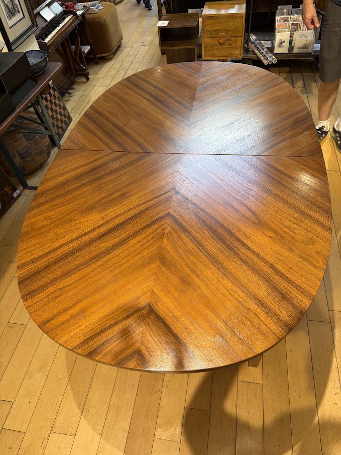 Oval Walnut Dining Table with 2 Leaves
