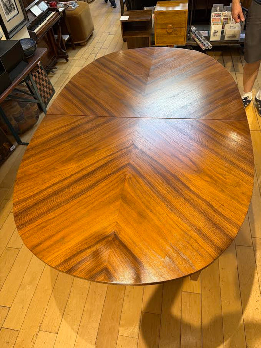 Oval Walnut Dining Table with 2 Leaves