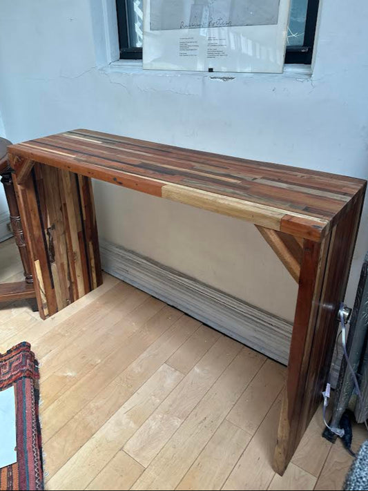 Narrow Striped Wood Console