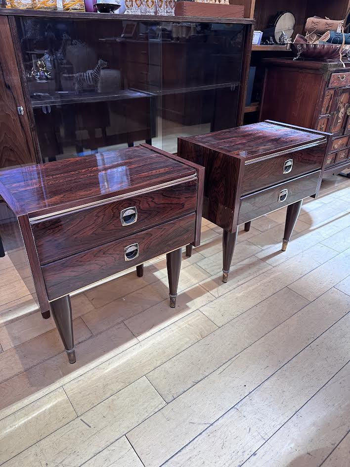 Pair European Two Drawer Side Tables